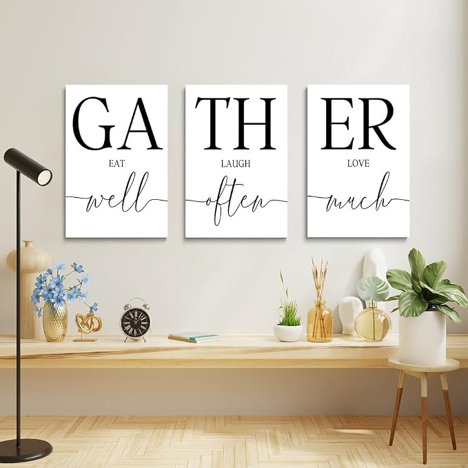GUBIYU Large Gather Signs for Home Decor, Framed Kitchen Wall Art Farmhouse - Image 5