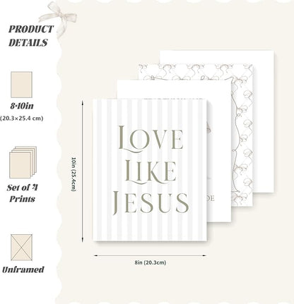 LARTSFRO Coquette Beige Bow Jesus Wall Art Decor Posters, Inspirational Bible - Image 2