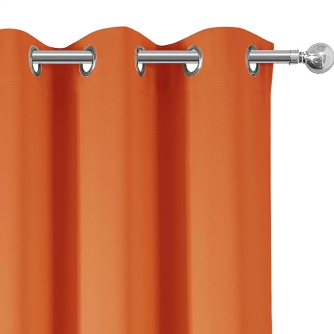 LEMOMO Orange Blackout Curtains/38 x 54 Inch/Set of Two Panels Grommet Living - Image 7