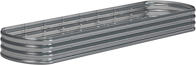 zizin Galvanized Raised Garden Bed Metal Oval Raised Garden Beds Outdoor Planter Box for Vegetables (12x2x1FT, Silver)