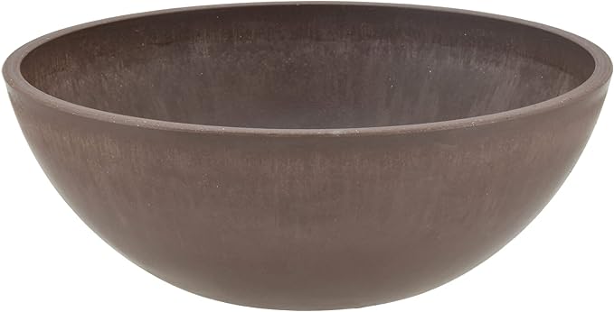 PSW Pot M30C Collection Shallow Garden Bowl Low Planter for Succulents, Bonsai, Fairy Gardens, Herbs, 12-inch, Chocolate
