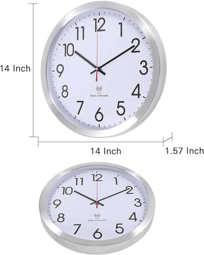 Atomic Analog Wall Clock, 14Inch Radio Controlled Sets Automatically Wall Clock - Image 6