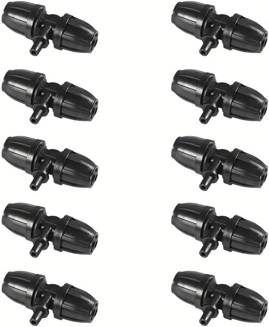 10PCS 5/16 Inch Irrigation Fittings For (5/16" ID X0.43-0.47" OD) Tubing- 1/4 inch Irrigation Tubing, Anti-Drop Locked Barbed Reducing Tee For Drip Hose (BLACK)
