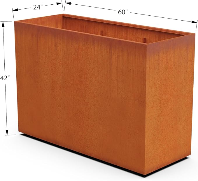 Corten Steel Planter Rectangle Outdoor Metal Garden Box Heavy Duty | Made in USA | Fully Assembled