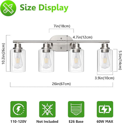 Ascher 4-Light Bathroom Light Fixtures, Modern Vanity Lights - Image 6