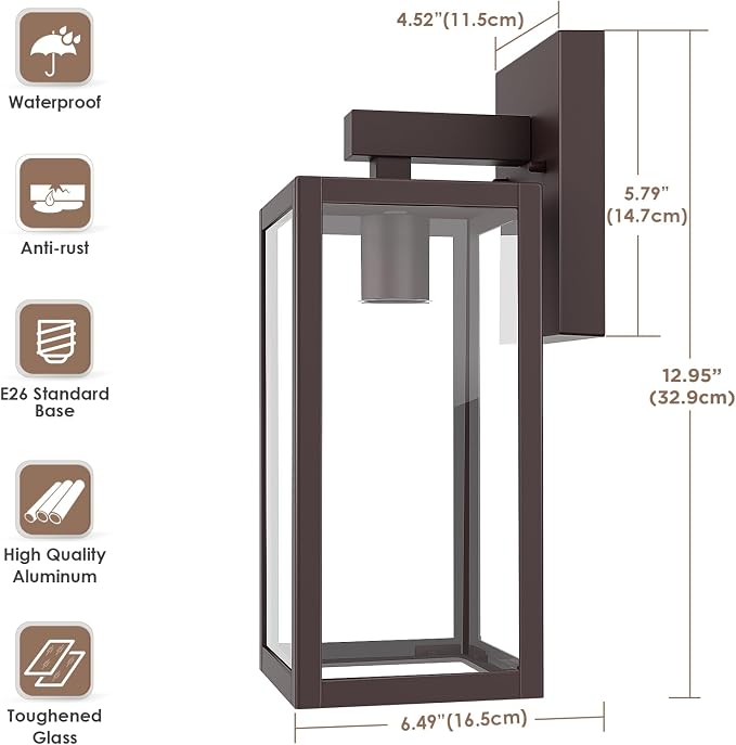 MAXvolador Outdoor Wall Sconce, Exterior Waterproof Wall Lantern Light Fixture - Image 3
