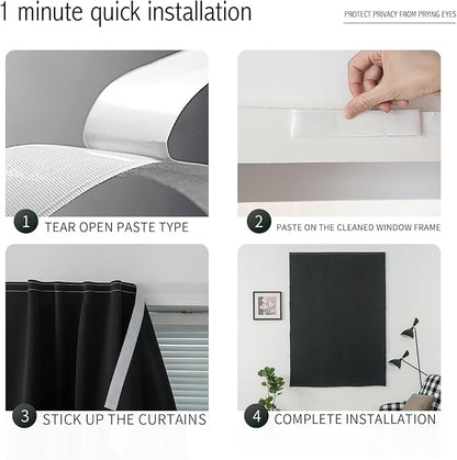 Adhesive Blackout Curtains- Self Stick Curtain No Rod Needed Easy to Hang - Image 3