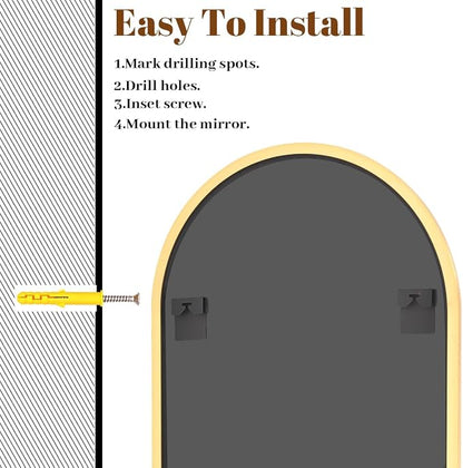 VooBang Arched Wall Mirror, 30 x 38 inch Arch Bathroom Mirror, Wall Mounted - Image 6