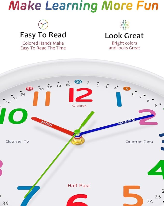 Silent Kids Wall Clock – Non-Ticking, Battery-Powered - Image 4