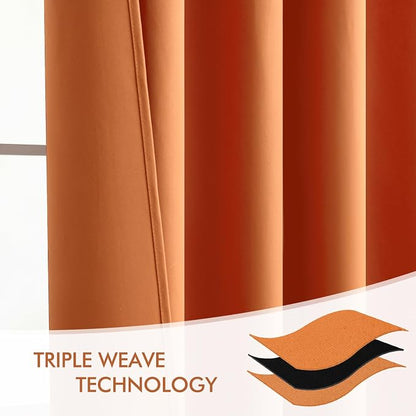 MIULEE Orange Back Tab Blackout Curtains 102 Inch Long 2 Panels Set - Image 7