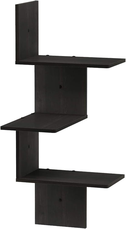 Furinno Rossi Wall Mounted Shelves, 3-Tier Rectangle, Espresso/Black - Image 5