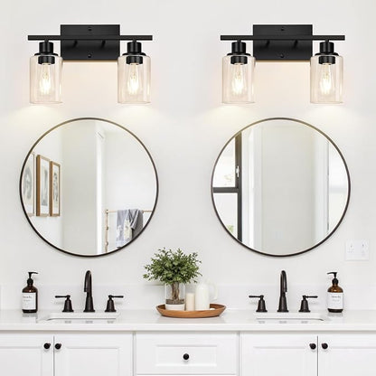 Indoi Matte Black 2-Light Bathroom Vanity Light - Image 7