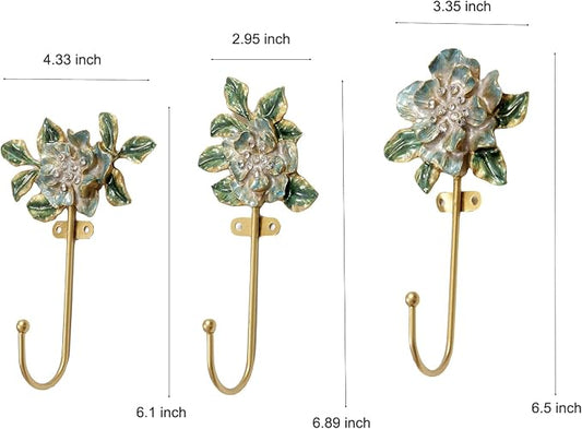 Vintage Wall Hooks Decorative Rack Hangers, 3 Pack Metal Wall Mounted Hook - Image 2
