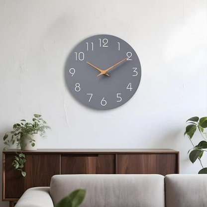Mosewa Wall Clock 14 Inch Gray Battery Operated Silent Non Ticking Simple - Image 7