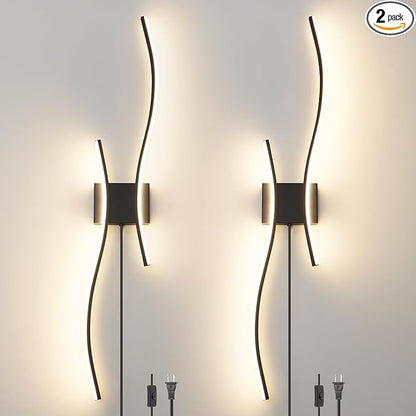 Daunton Modern Black Plug in Wall Sconces Set of 2 by Daunton