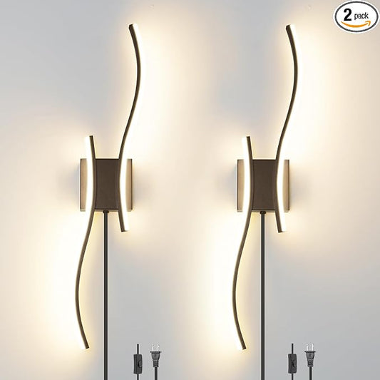 Daunton Modern Plug in Wall Sconce Set of 2, 3CCT Adjustable & Memory Function by Daunton