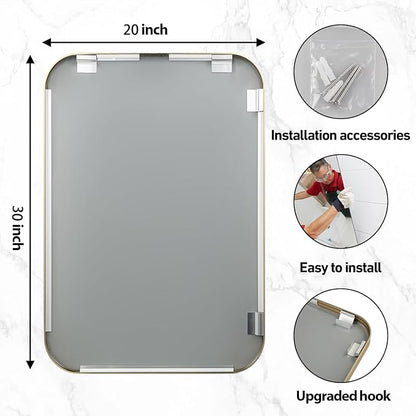 20x30 Inch Gold Bathroom Mirror, Brushed Gold Metal Framed Rectangular Mirror - Image 5