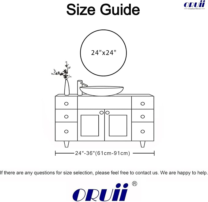 Oruii Round Mirror, Circle Wall Mirrors Metal Frame, Living Room - Image 9