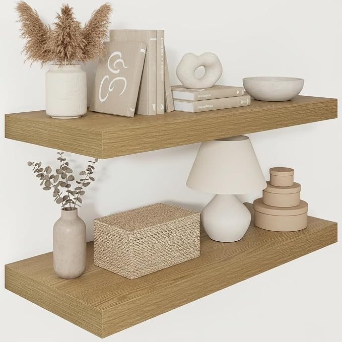 Vivelove 12 Inch Deep Floating Shelves 30 inch Long, 2 Inch Thick Wall Shelves by VIVELOVE