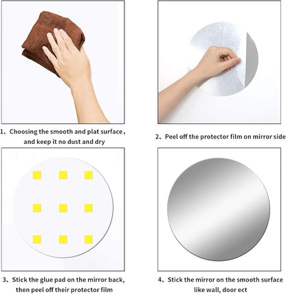 12'' Round Wall Mirror Tiles High Clear Reflecticon Self Adhesive Acrylic - Image 8