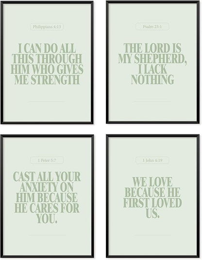 Locomiss Sage Green Christian Wall Art Decor, Modern Bible Verse Prints by Unknown