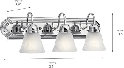 Kichler 24" 3-Light Vanity Bath Light in Chrome, Modern Bathroom Light - Image 4