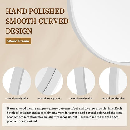 WallBeyond Round Wood Mirror 24 inch Circle Wall Mirror - Image 7