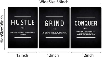KAWAHONE Grind Hustle Conquer Success Wall Art, Motivation Canvas Wall Decor - Image 7