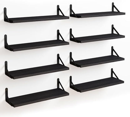 Fixwal Floating Shelves, Width 4.7in Rustic Wood Wall Shelves Set of 8 by Fixwal