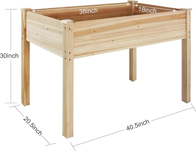 LZRS Raised Garden Bed Outdoor Planter Box with Legs for Herbs, Vegetables, Flowers, Great for Outdoor Patio, Yard and Deck, 220lb Capacity, Natural