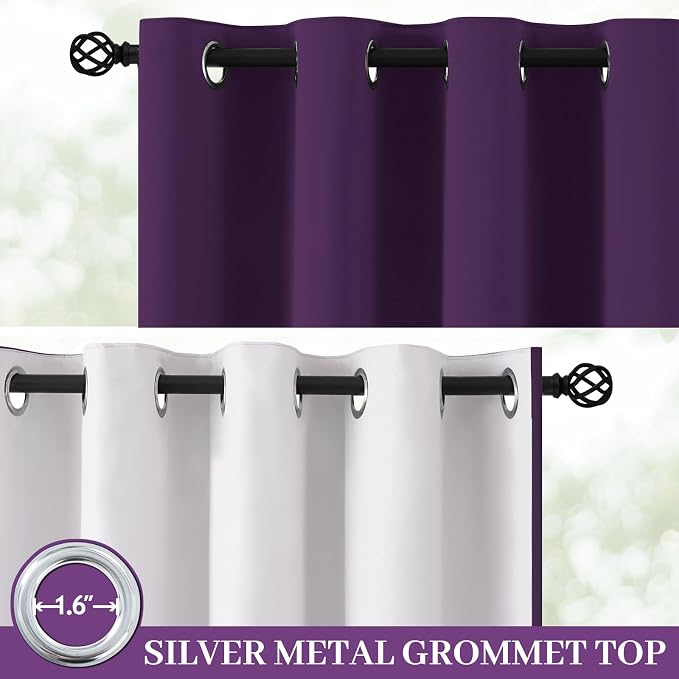 Yakamok 100% Blackout Curtain Panels 84 inches Cold and Light Blocking Drapes - Image 2