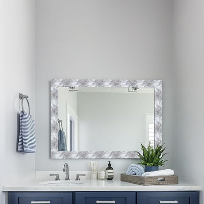 HOMETITUTE Wallpaper Border Peel and Stick Marble Silver Texture Decorative - Image 6