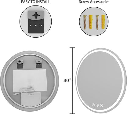 LED Bathroom Mirror 30 Inch Round Bathroom Mirror - Image 4