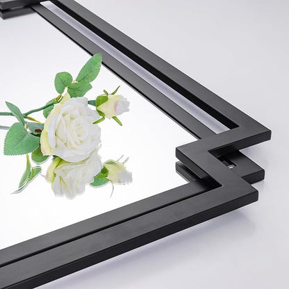 Black Decorative Mirror for Wall Decor, Contemporary Bathroom Mirror Above Sink - Image 2