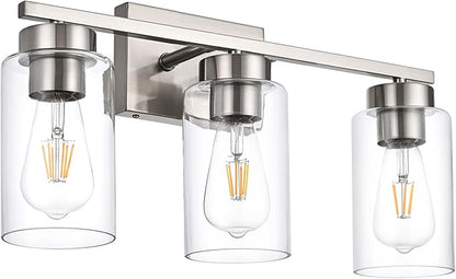3-Light Bathroom Vanity Light, Modern Brushed Nickel Wall Lights - Image 2