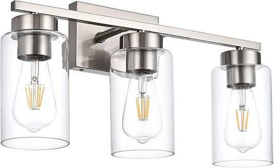 3-Light Bathroom Vanity Light, Modern Brushed Nickel Wall Lights - Image 2