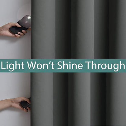 Yakamok Dark Grey Full Shade Curtain Panels, Heavy Duty Lined Curtains 84 - Image 3
