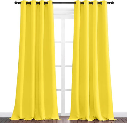 NICETOWN Bright Yellow Curtains 90" Long - Image 2
