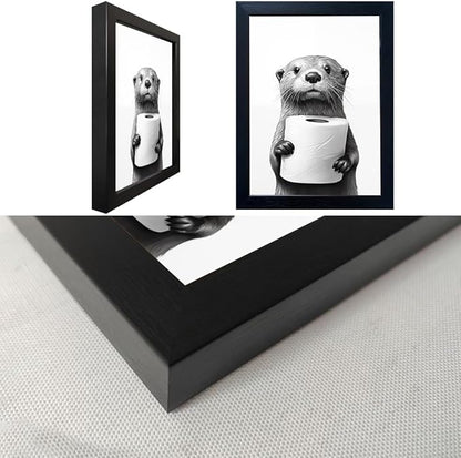 Funny Bathroom Wall Decor Framed Black and White Bathroom Wall Art Toilet Paper - Image 3