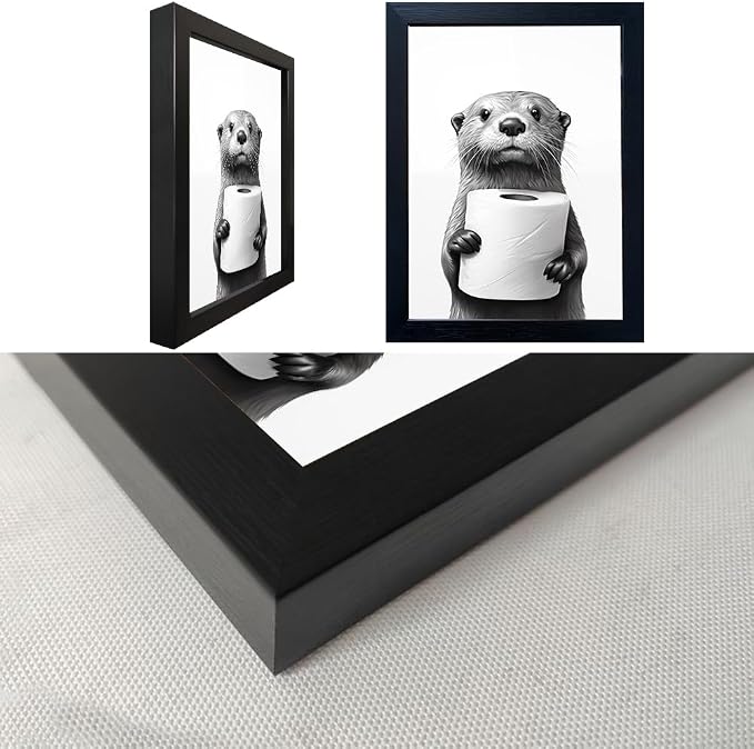 Funny Bathroom Wall Decor Framed Black and White Bathroom Wall Art Toilet Paper - Image 3