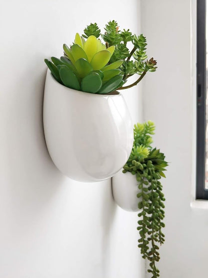 Mkono Wall Planter with Artificial Plants, Decorative Potted Fake Succulents - Image 5