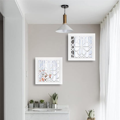 Wocred Set of 2 Mirrors Square Wall Mirror, Gorgeous Rustic Farmhouse Accent - Image 4