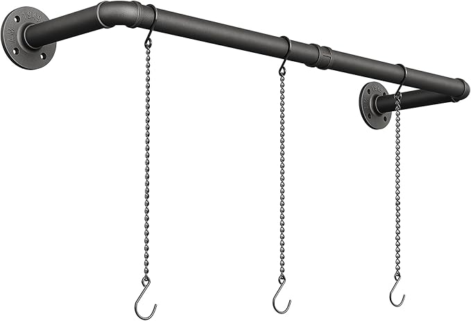 Plant Hanger Indoor, Hanging Planters Rod for Indoor Plants with 3 Hanging Chains, Wall Plant Hanging Rod for Window Ceiling, 38.2 Inch, Metal/Black, Pots Not Included…