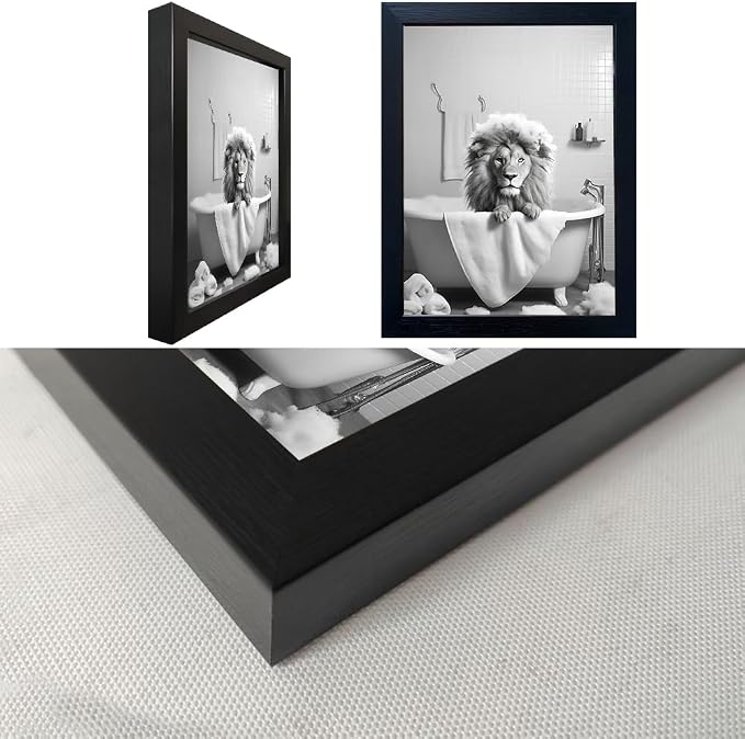 Black and White Lion Canvas Wall Art Bathroom Pictures Paintings - Image 3