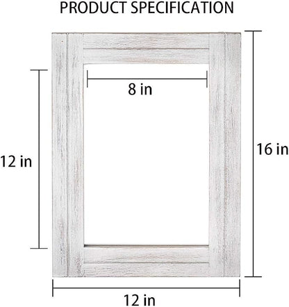 Rectangle Wall Mirror for Bathroom, Distressed White Wood Decor - Image 4