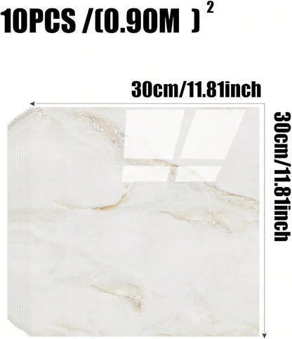 Chejiaye 10pcs Marble Peel and Stick Backsplash Waterproof Washroom Wall Panels - Image 4