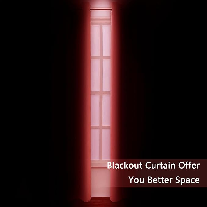 LEMOMO Blackout Curtains 52 x 95 inch/Bright Red Curtains Set of 2 - Image 3