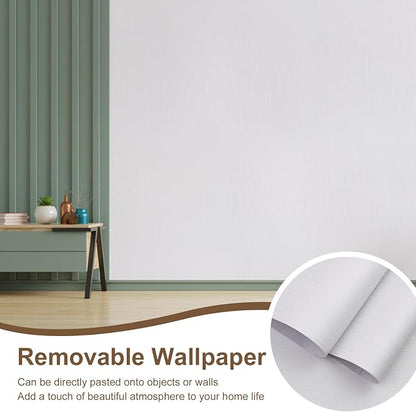 Grasscloth Peel and Stick Wallpaper White Gold Wallpaper 15.7"x 196" Thick - Image 9