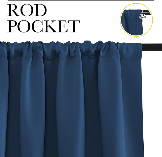 NICETOWN 2 Panels Blackout Curtains, Rod Pocket Thermal Insulated Drapes - Image 2