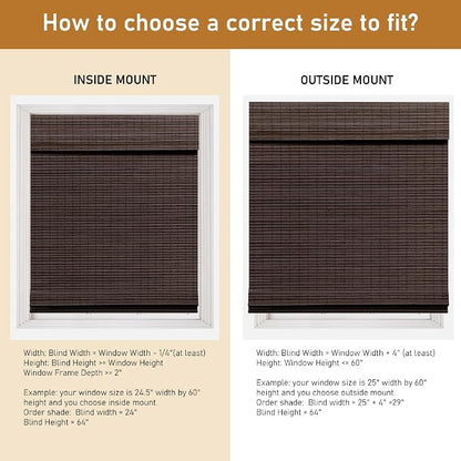 SEEYE Cordless Bamboo Roman Shades, Roll Up Blind Privacy Shade - Image 6